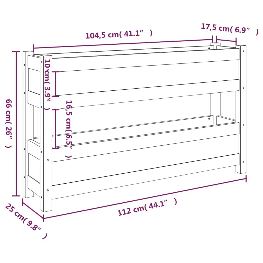 Wooden Planter Box Grey Two Flower Boxes 112x25x66 cm