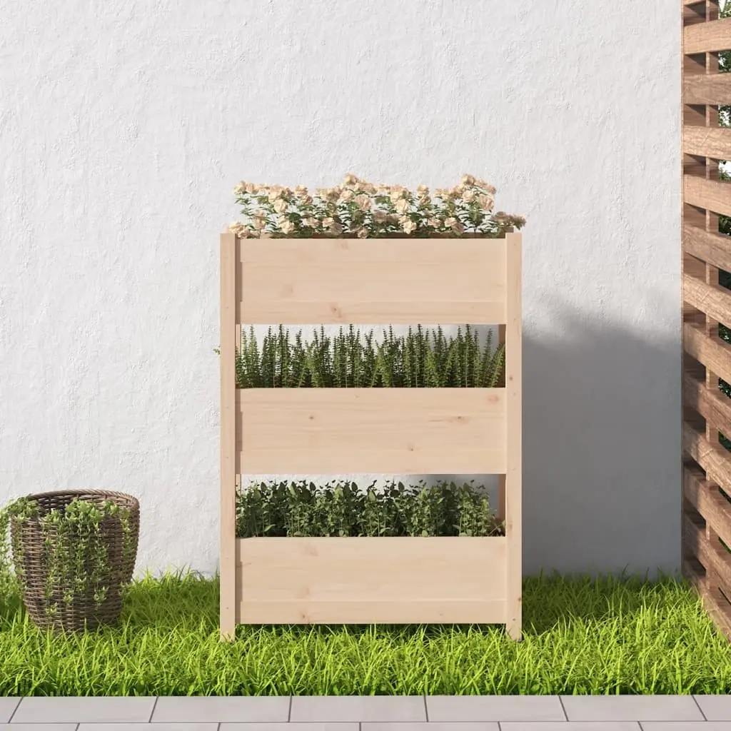 Planter Box 77x25x104.5cm Raised Garden Bed 3 Flower Boxes Solid Pine Wood