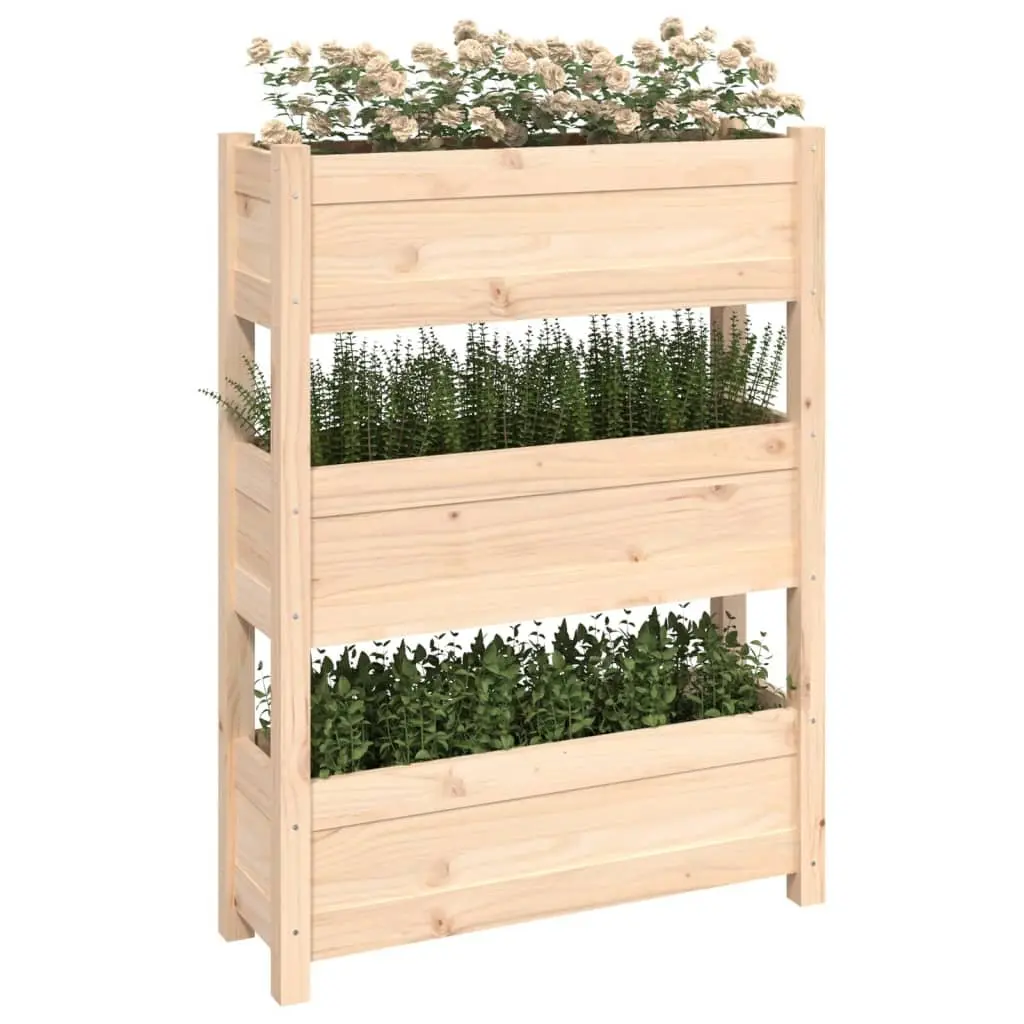 Planter Box 77x25x104.5cm Raised Garden Bed 3 Flower Boxes Solid Pine Wood