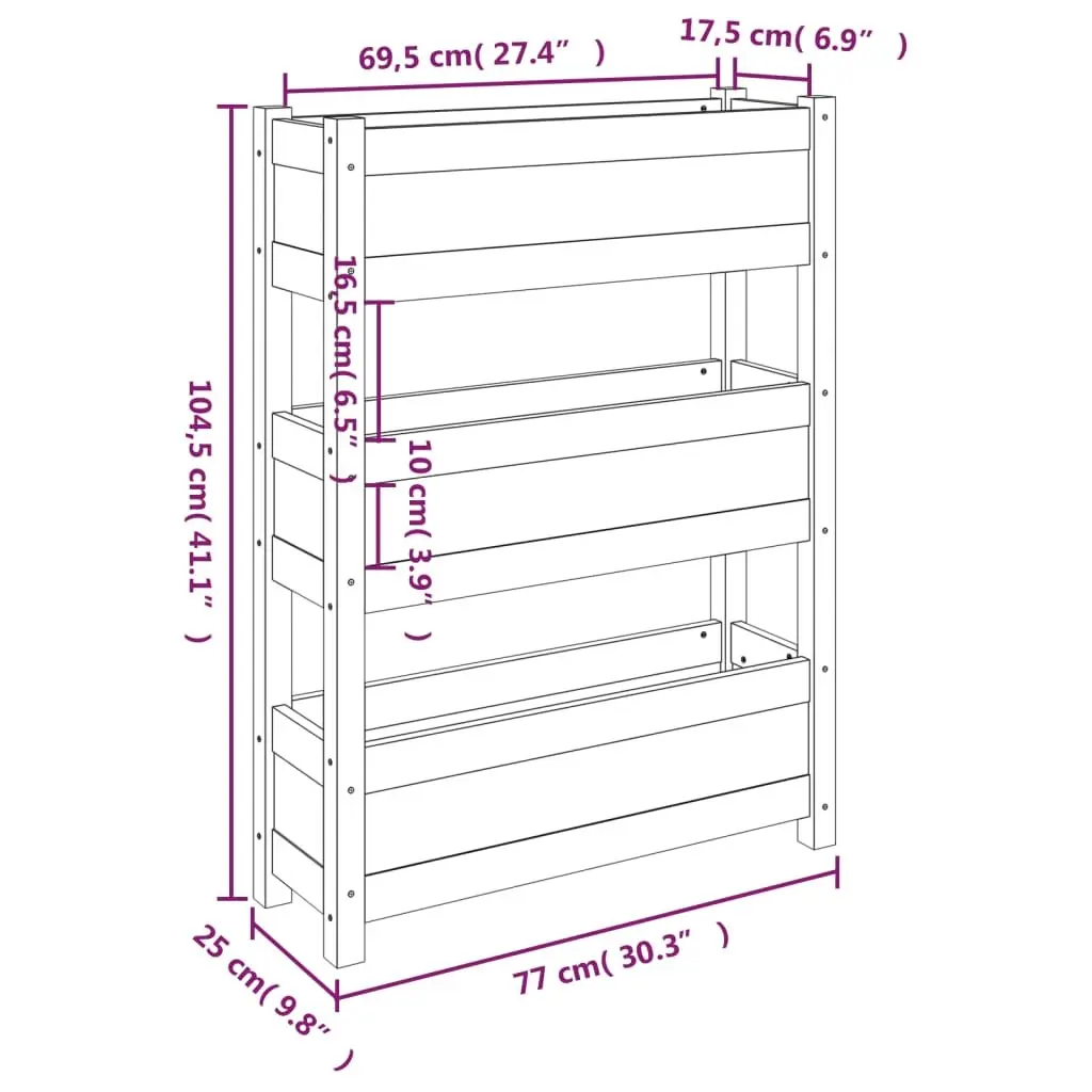 3-Tier Wooden Planter Box