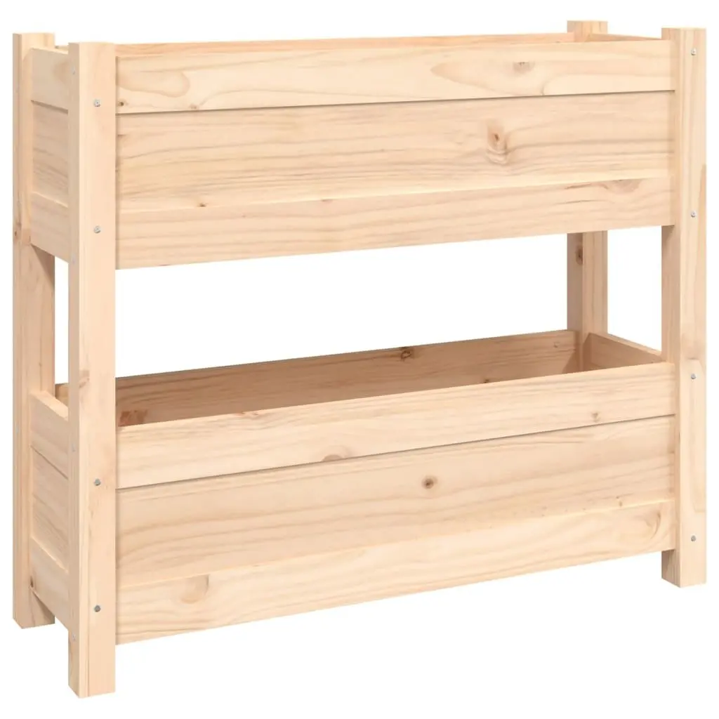 Wooden Planter Raised Garden Bed 2 Flower Boxes Brown 77 x 25 x 66 cm