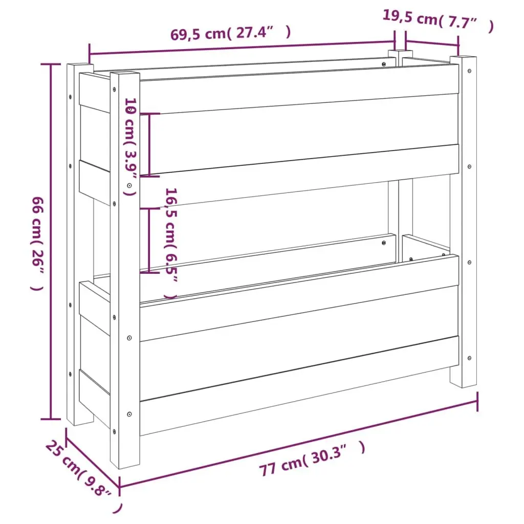 Wooden Planter Raised Garden Bed 2 Flower Boxes Brown 77 x 25 x 66 cm