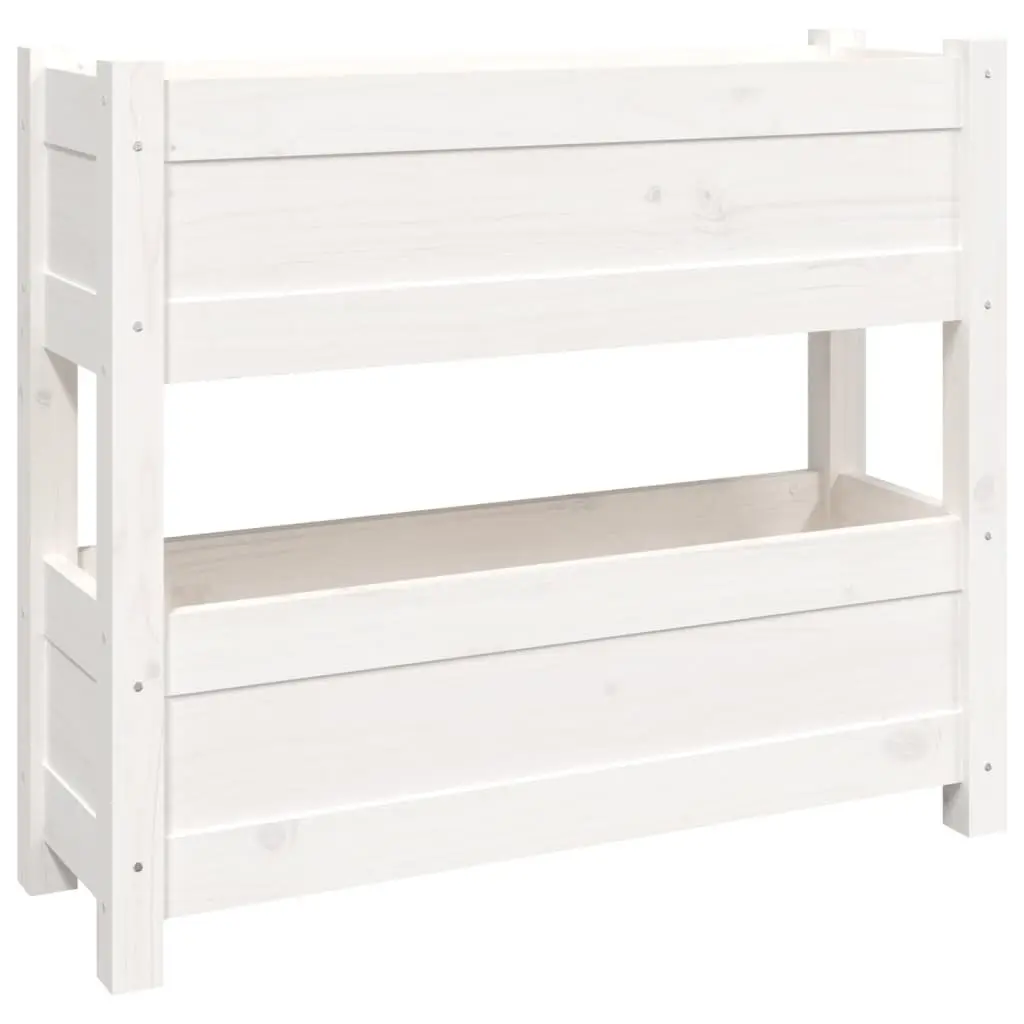 Wooden Planter Twin Flower Boxes White 77x25x66 cm