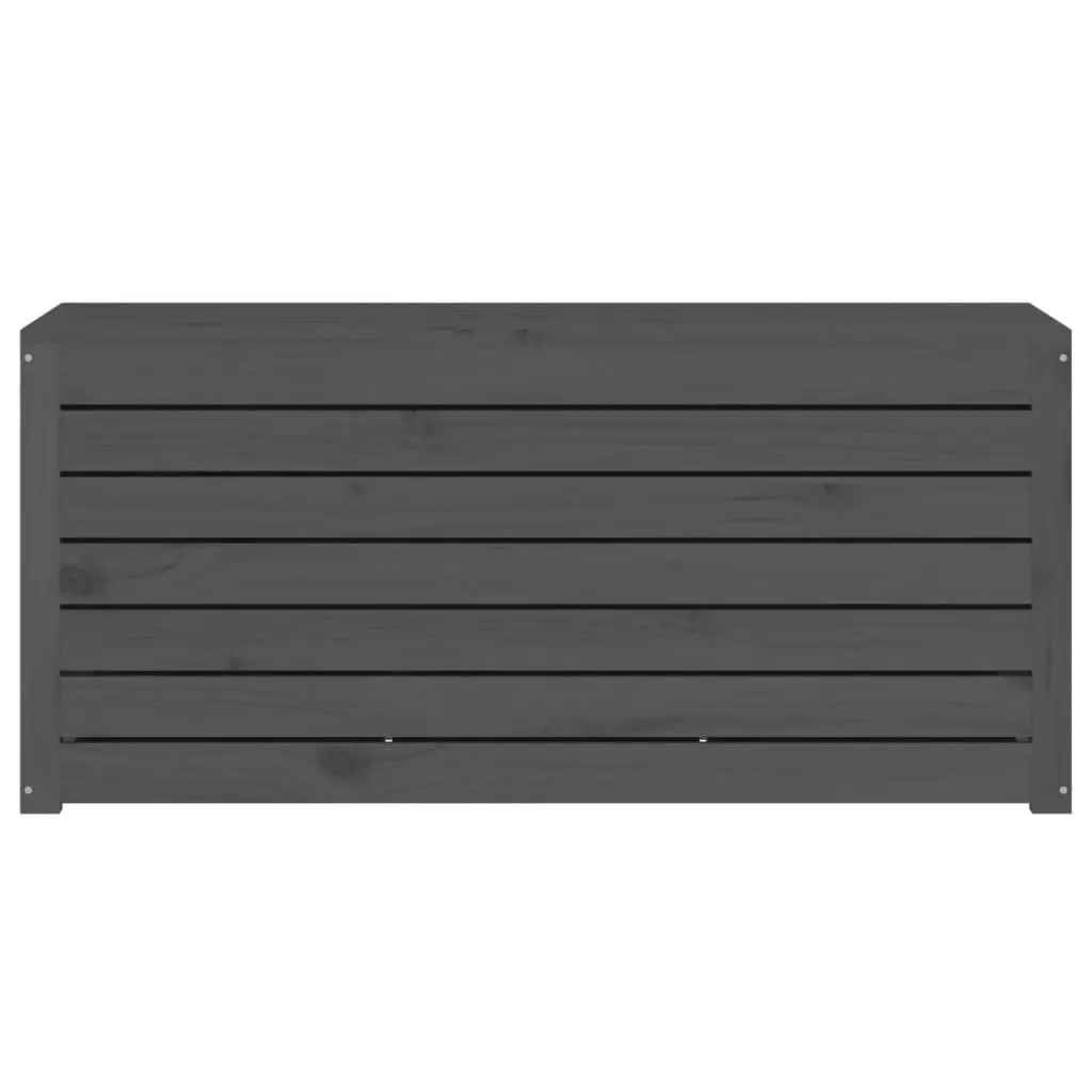 Garden Storage Box Grey Solid Pine Wood Hinged Lid 101 x 50.5 x 46.5 cm