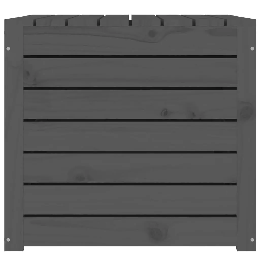Garden Storage Box Grey Solid Pine Wood Hinged Lid 101 x 50.5 x 46.5 cm