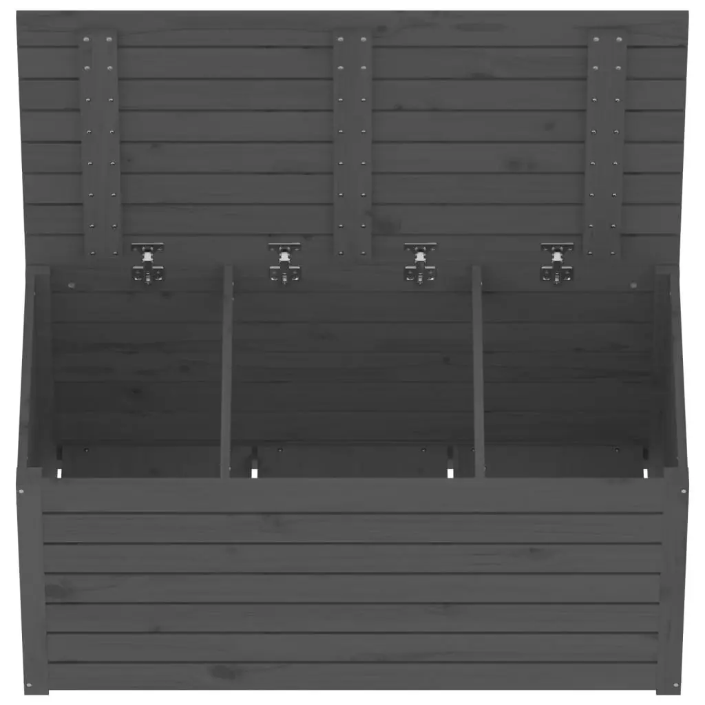Garden Storage Box Grey Solid Pine Wood Hinged Lid 101 x 50.5 x 46.5 cm