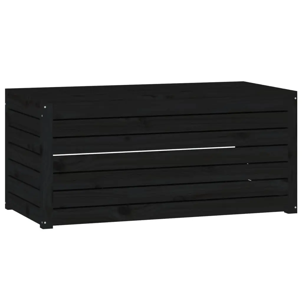 Outdoor Garden Storage Box Black Solid Wood Pine Deck Box with Lid