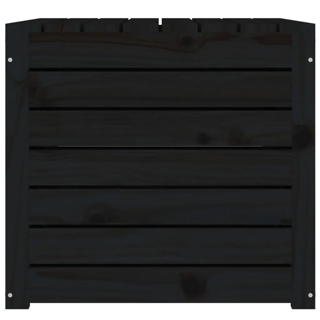 Outdoor Garden Storage Box Black Solid Wood Pine Deck Box with Lid