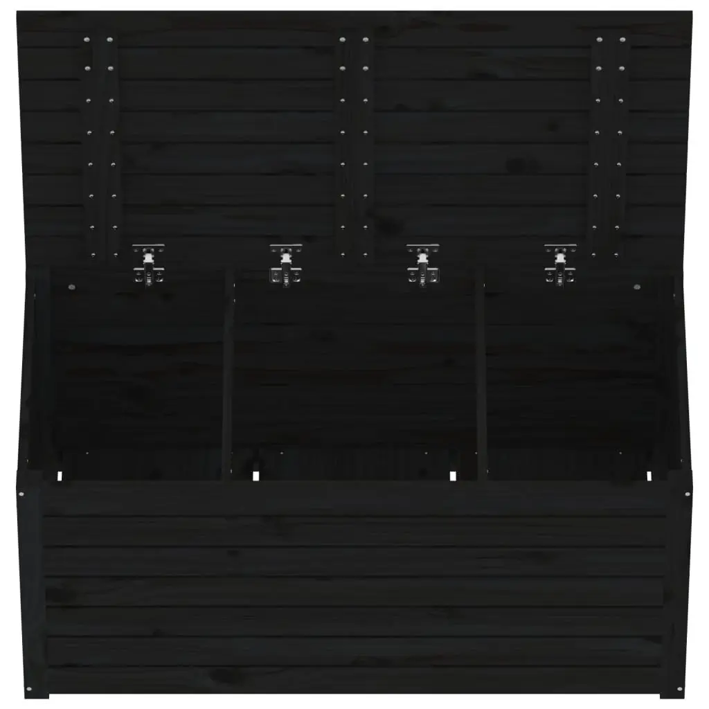 Outdoor Garden Storage Box Black Solid Wood Pine Deck Box with Lid
