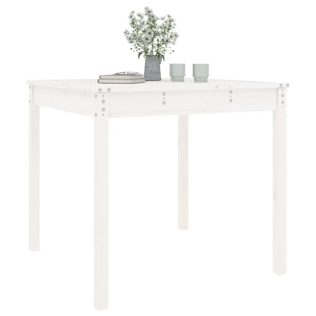 Garden Table White Solid Wood Pine 82.5x82.5x76 cm Outdoor Patio Furniture
