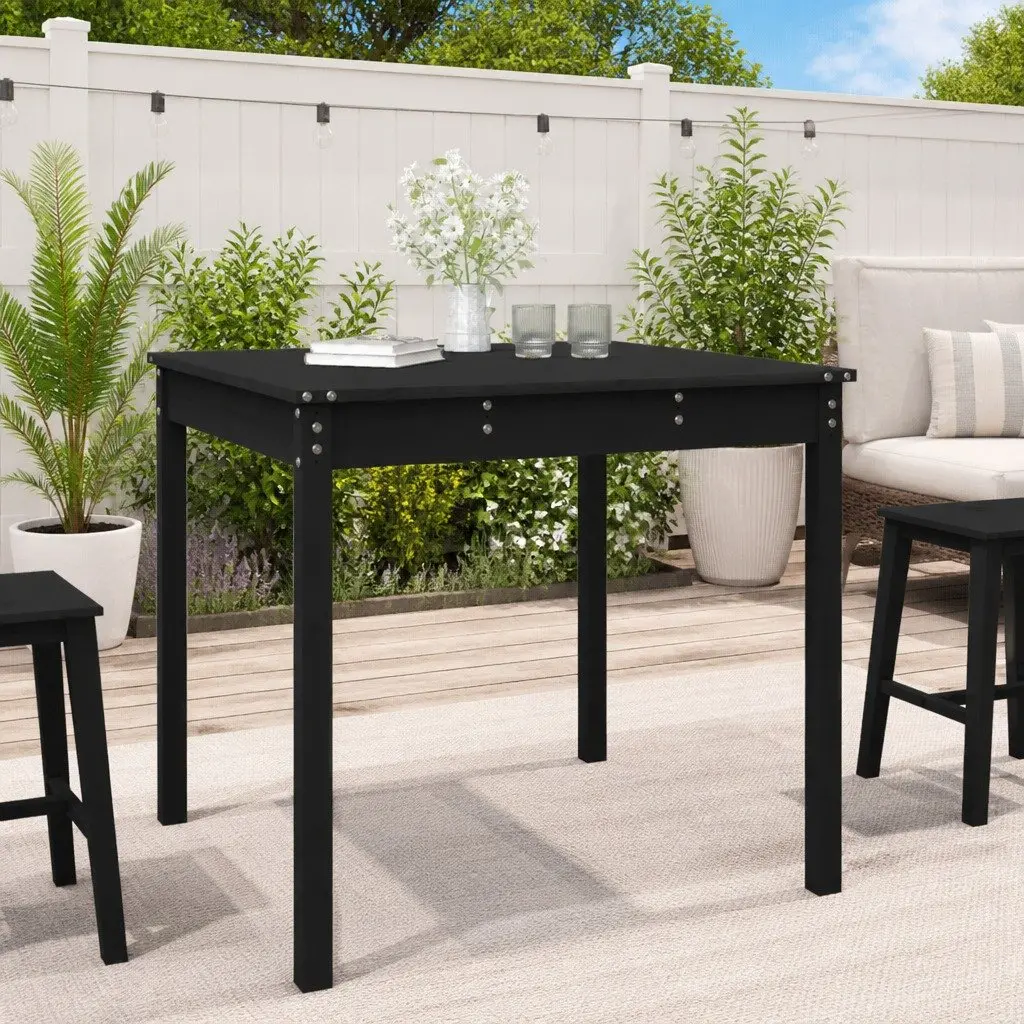 Garden Table Black Solid Wood Pine Outdoor 82.5x82.5x76cm