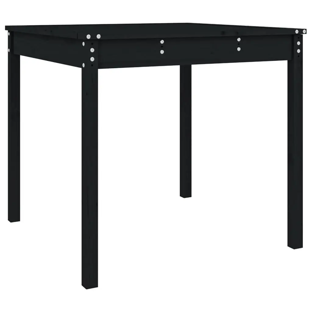 Garden Table Black Solid Wood Pine Outdoor 82.5x82.5x76cm