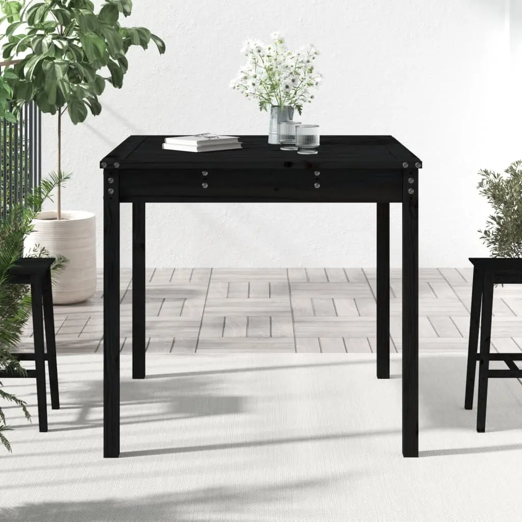 Garden Table Black Solid Wood Pine Outdoor 82.5x82.5x76cm