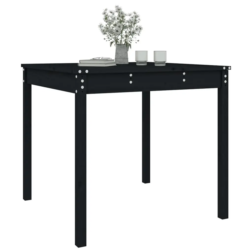 Garden Table Black Solid Wood Pine Outdoor 82.5x82.5x76cm