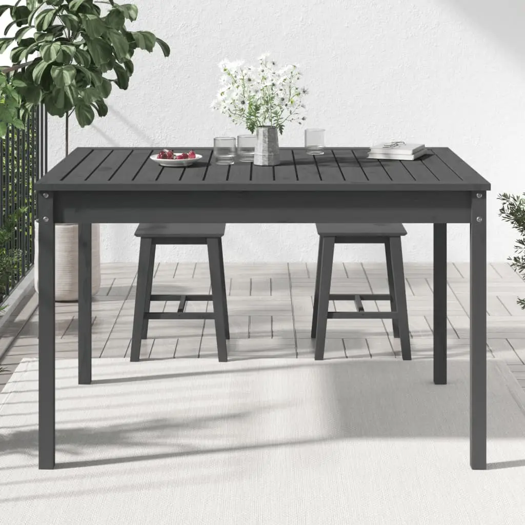 Garden Table Grey Solid Wood Pine Outdoor Patio Dining Desk 121x82.5x76cm