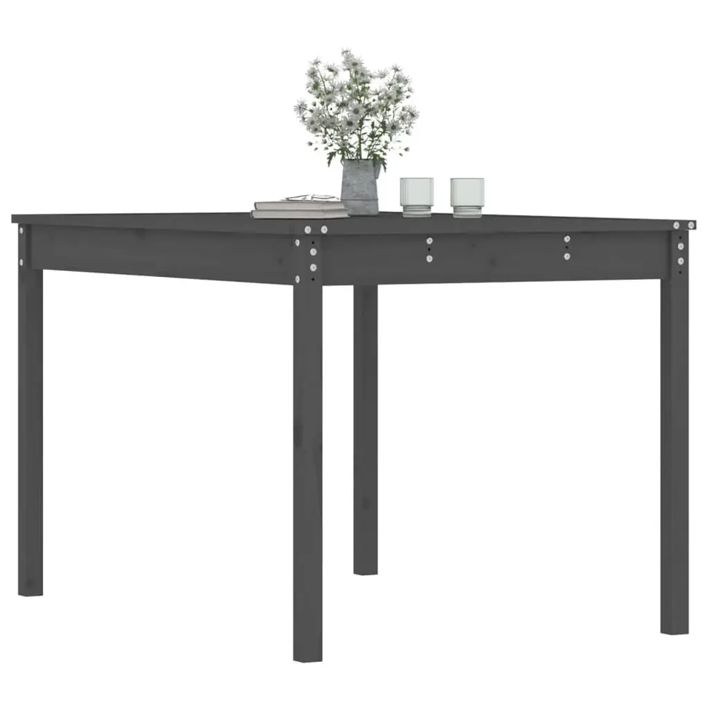 Garden Table Grey Solid Wood Pine Outdoor Patio Dining Desk 121x82.5x76cm