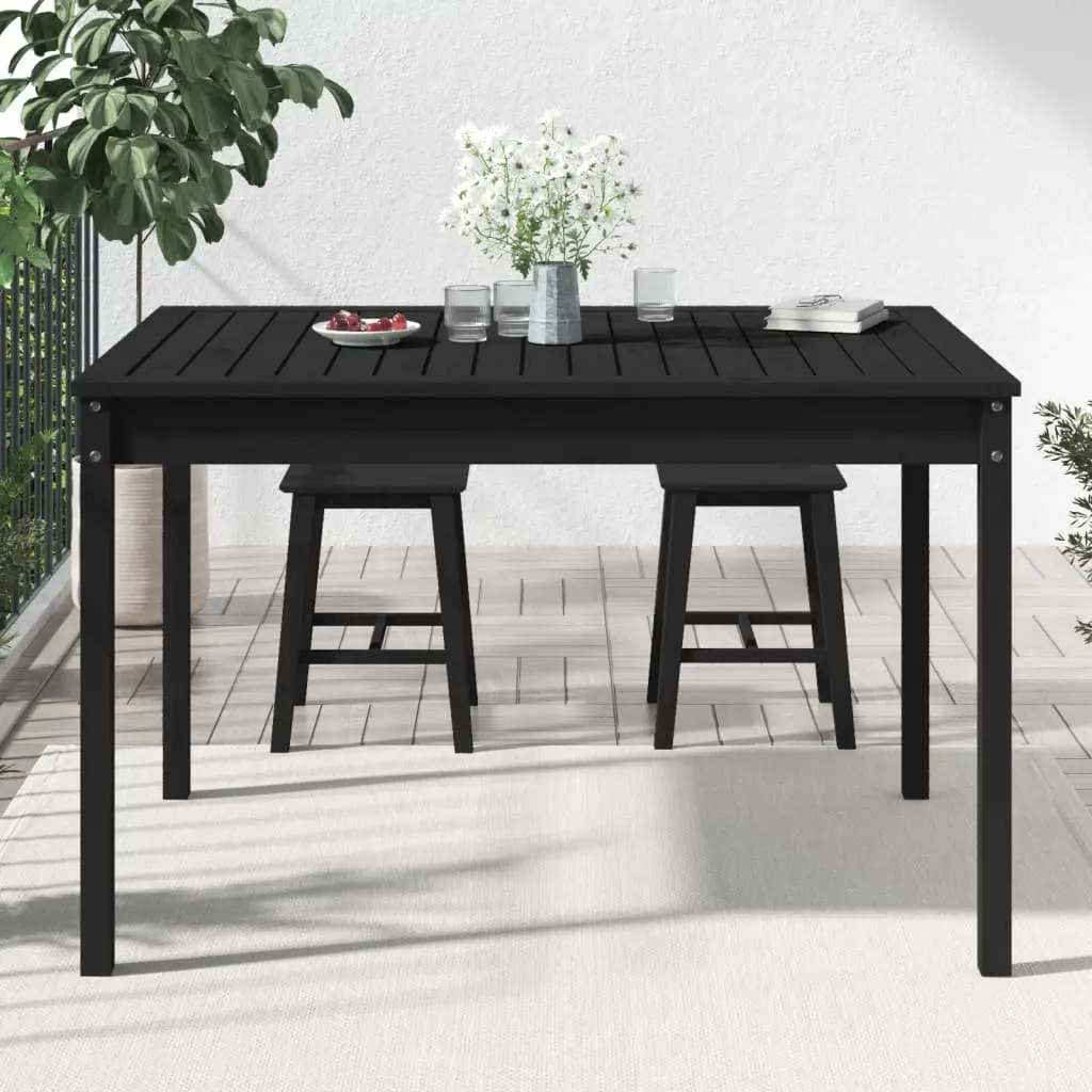 Garden Table Black Solid Pine Wood 121x82.5x76cm Outdoor Patio Furniture