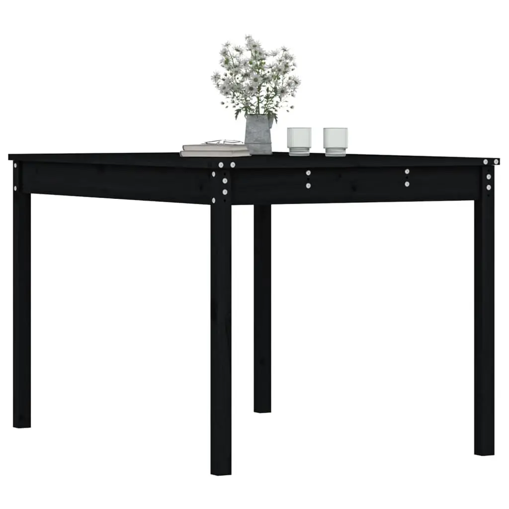 Garden Table Black Solid Pine Wood 121x82.5x76cm Outdoor Patio Furniture
