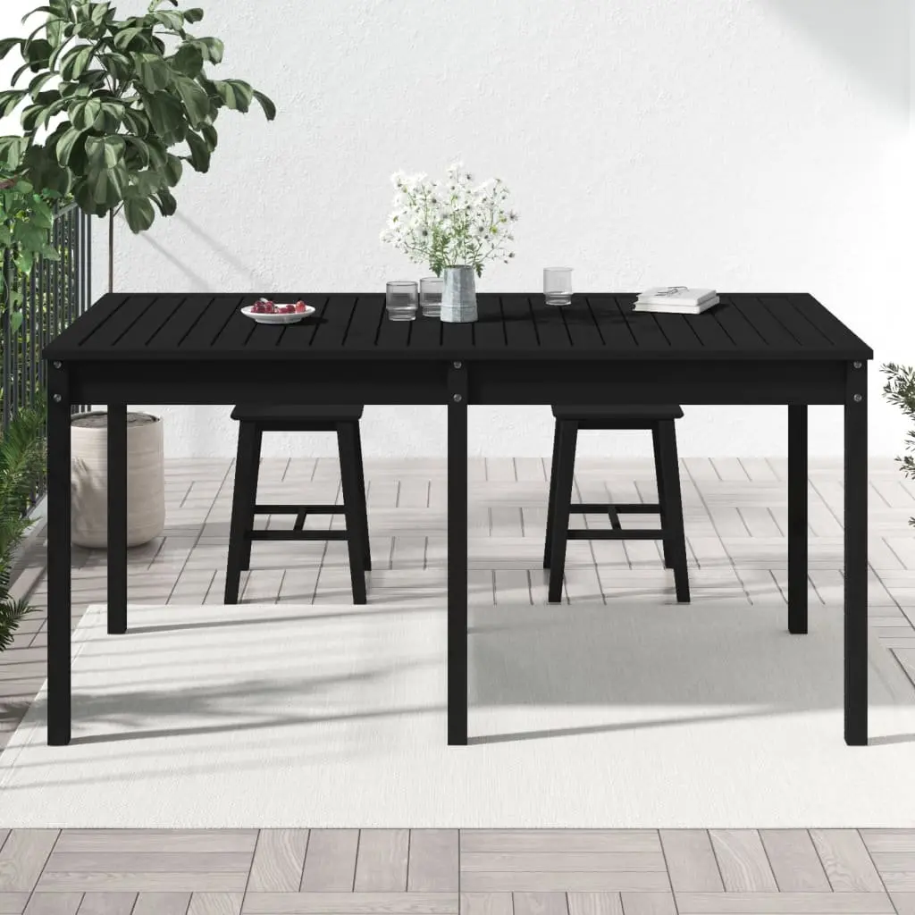 Solid Pine Wood Garden Table Black 1595cm x 825cm x 760cm Outdoor Patio Furniture Dining