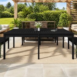 Garden Table Black 203.5x100x76cm Solid Pine Wood Outdoor Patio Furniture