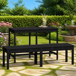 A Friendly Black Wooden 2-Seater Garden Bench Awaits You