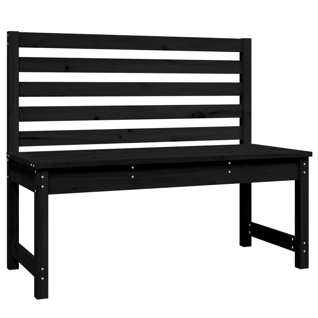 Wooden Garden Bench Black 109cm Backrest Outdoor Patio Seating Furniture