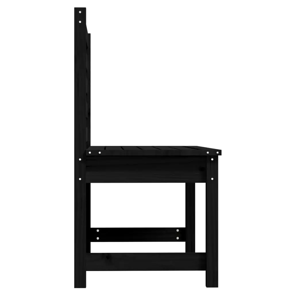Wooden Garden Bench Black 109cm Backrest Outdoor Patio Seating Furniture
