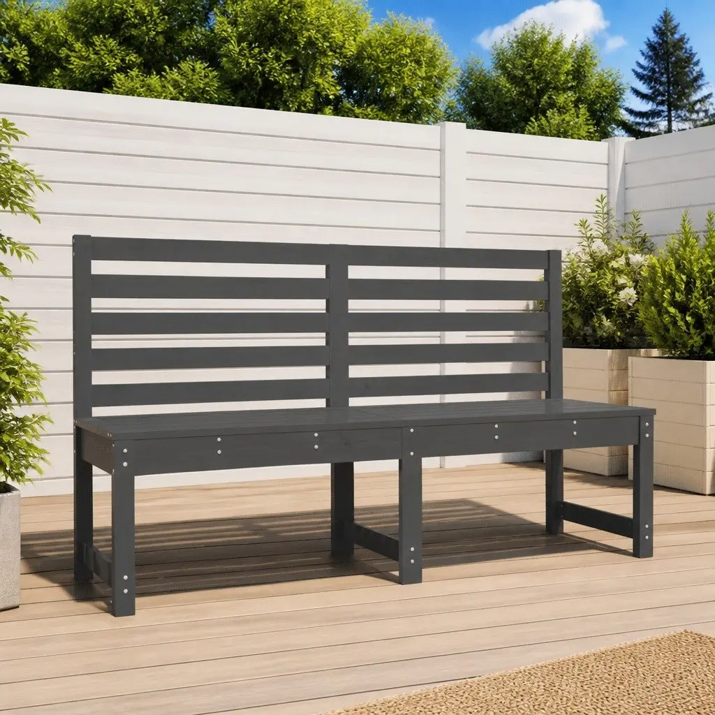 Garden Bench Grey Wooden Backrest 157.5 cm