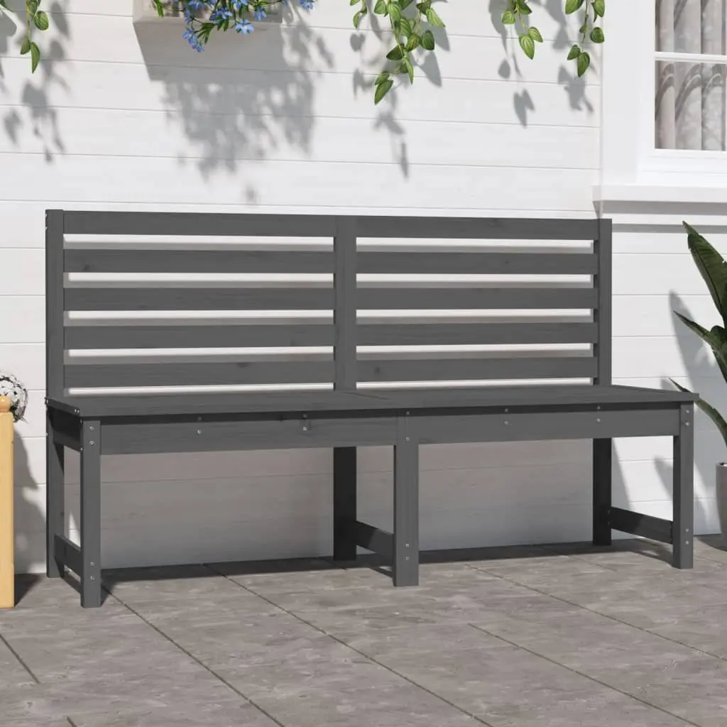 Garden Bench Grey Wooden Backrest 157.5 cm