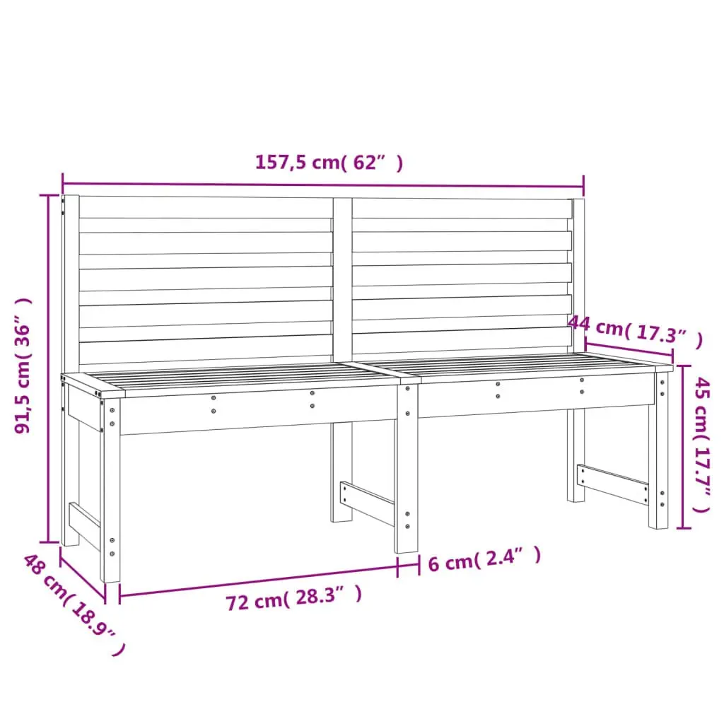 Garden Bench Grey Wooden Backrest 157.5 cm