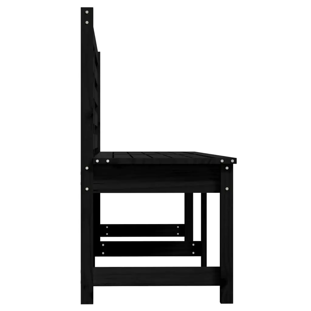 Outdoor Garden Bench, Black Solid Pine Wood