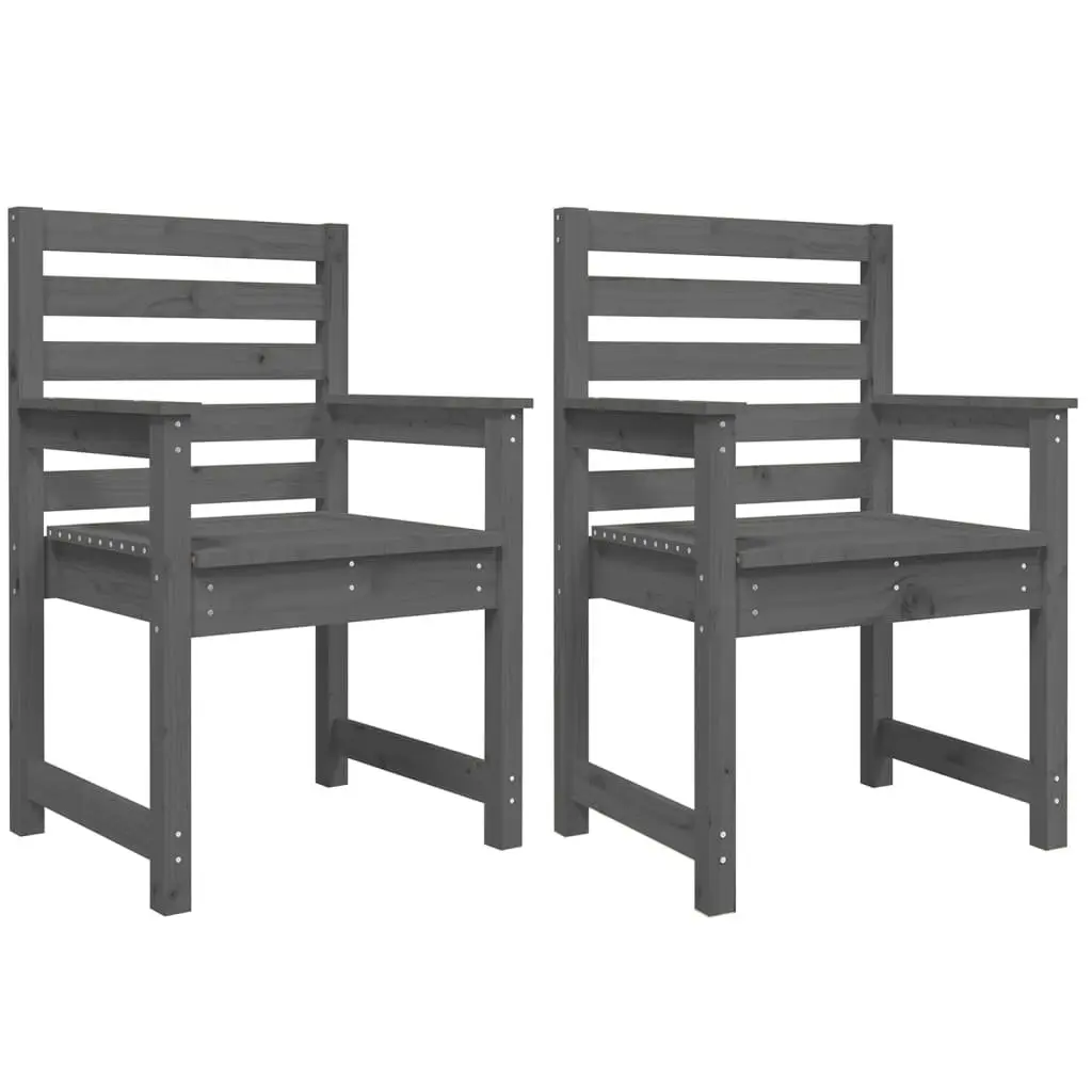 Outdoor Garden Chairs 2pc Grey Solid Wood Pine Patio Seating Dining Relaxing