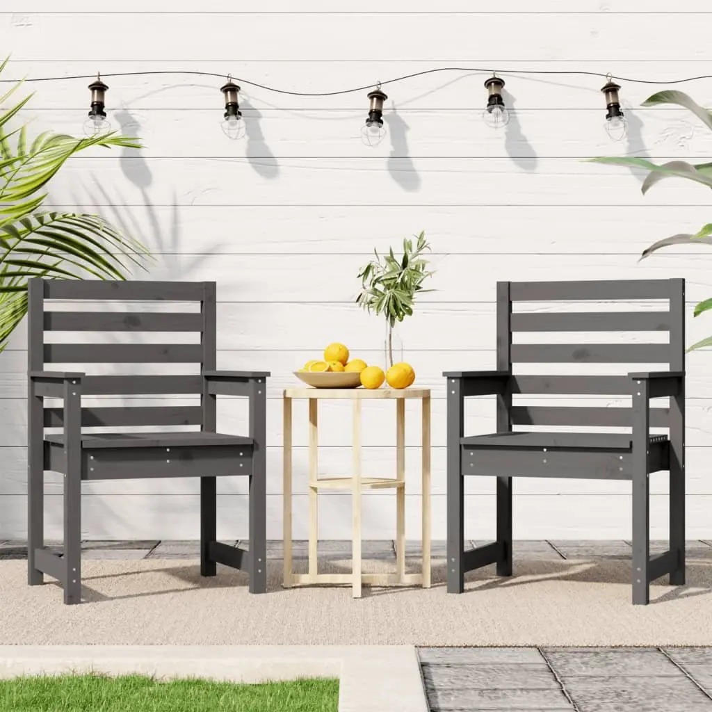 Outdoor Garden Chairs 2pc Grey Solid Wood Pine Patio Seating Dining Relaxing