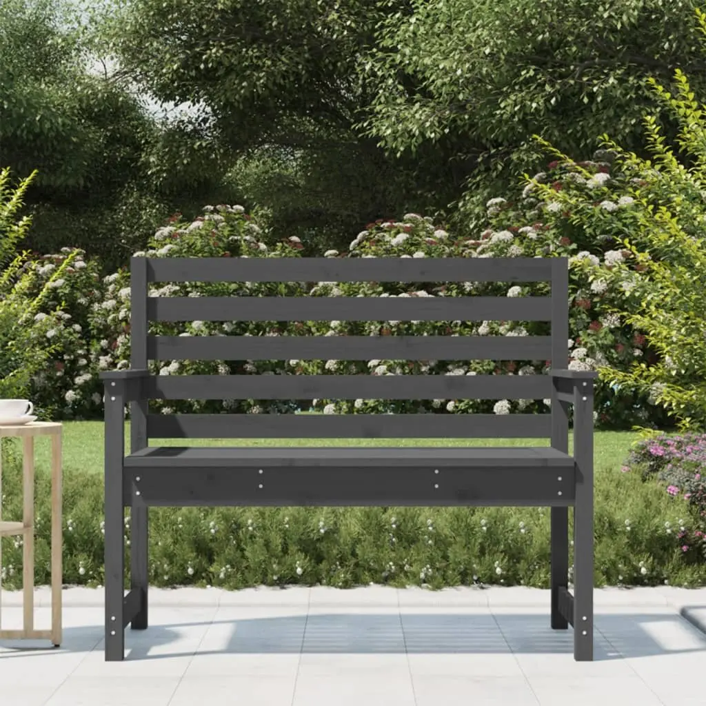 Outdoor Garden Bench Grey Wooden Seating 109 x 48 x 91.5 cm