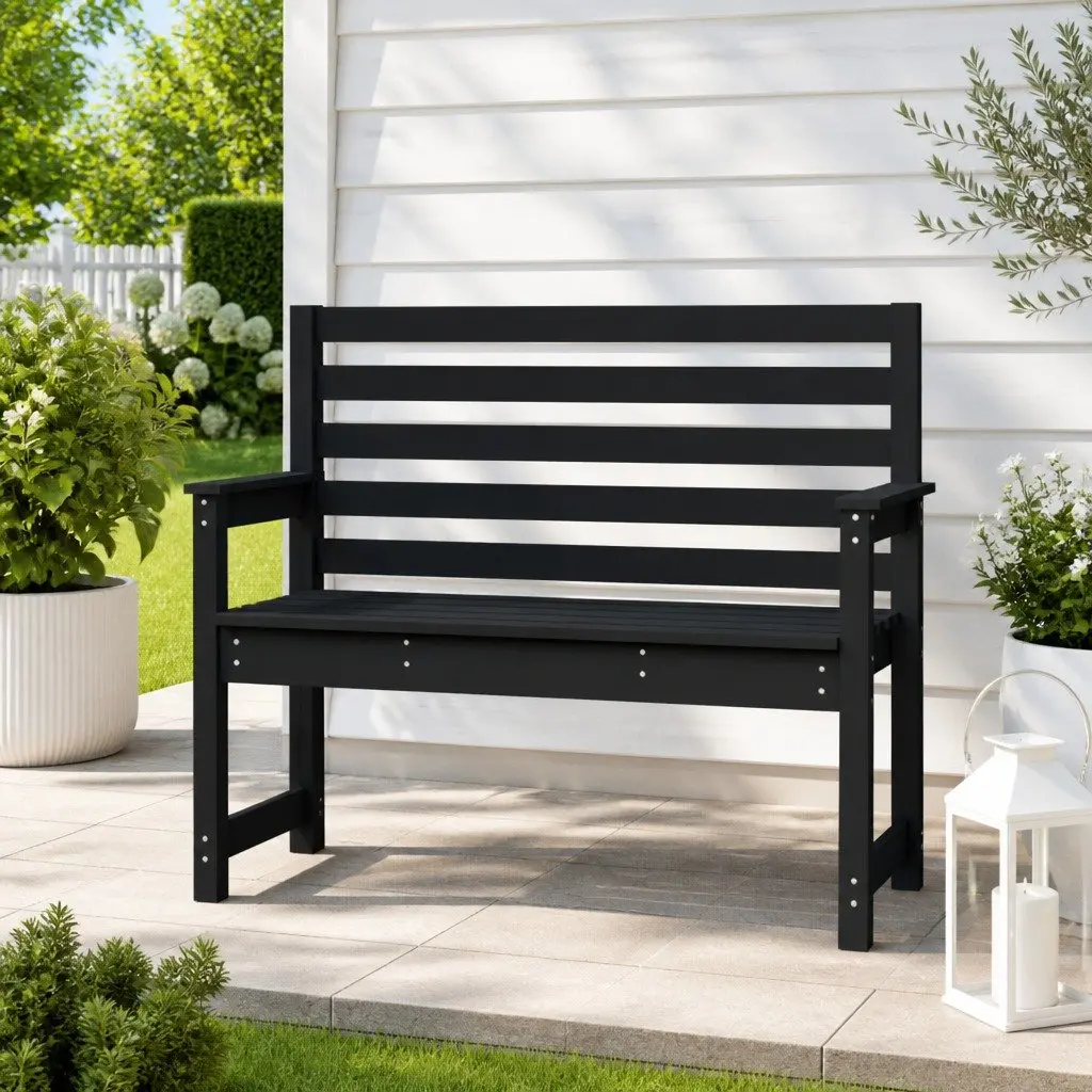 Wooden Garden Bench with Backrest and Armrests for Outdoor Relaxation 109x48x91.5cm