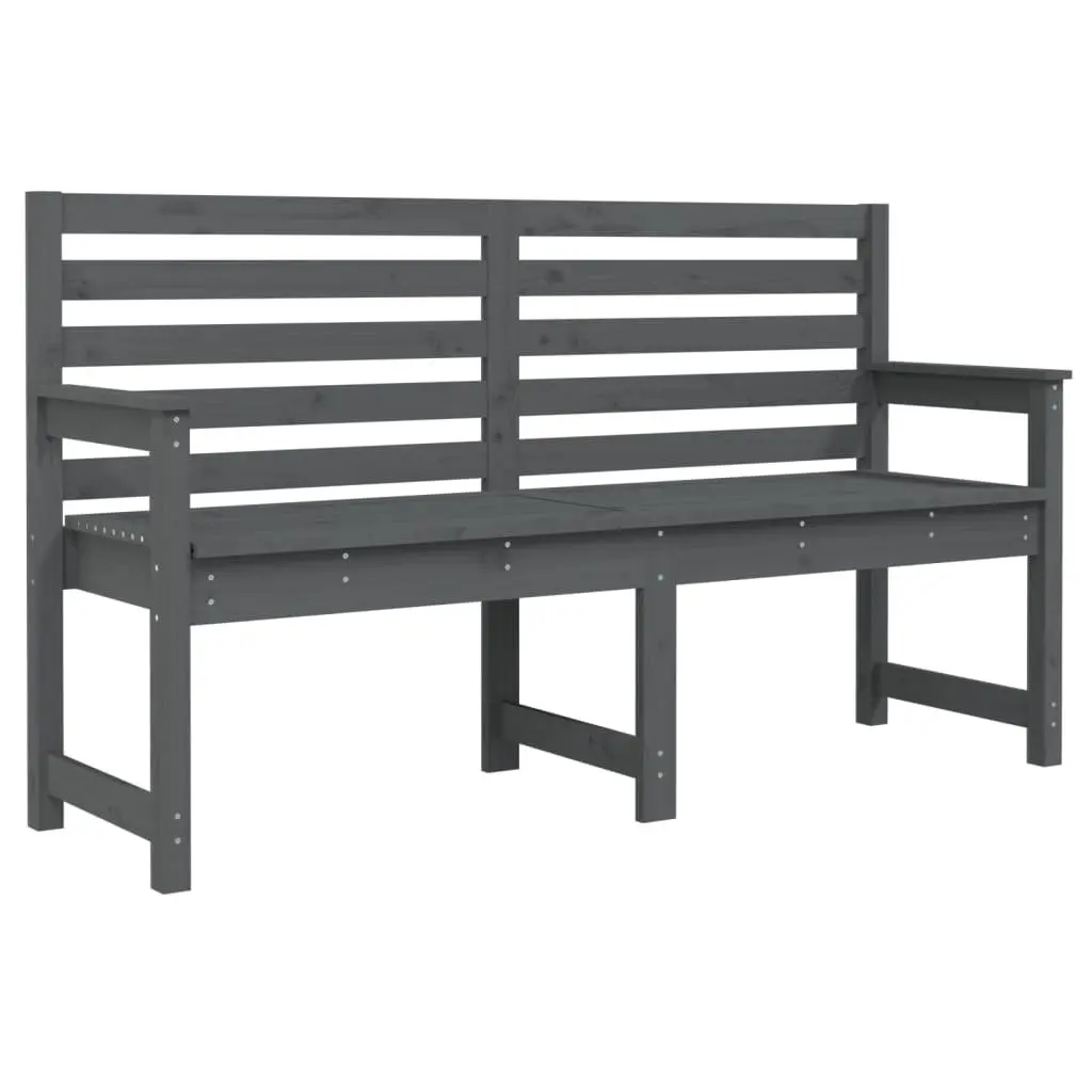 Outdoor Garden Bench Grey Solid Wood Pine with Backrest Armrests Patio Seating