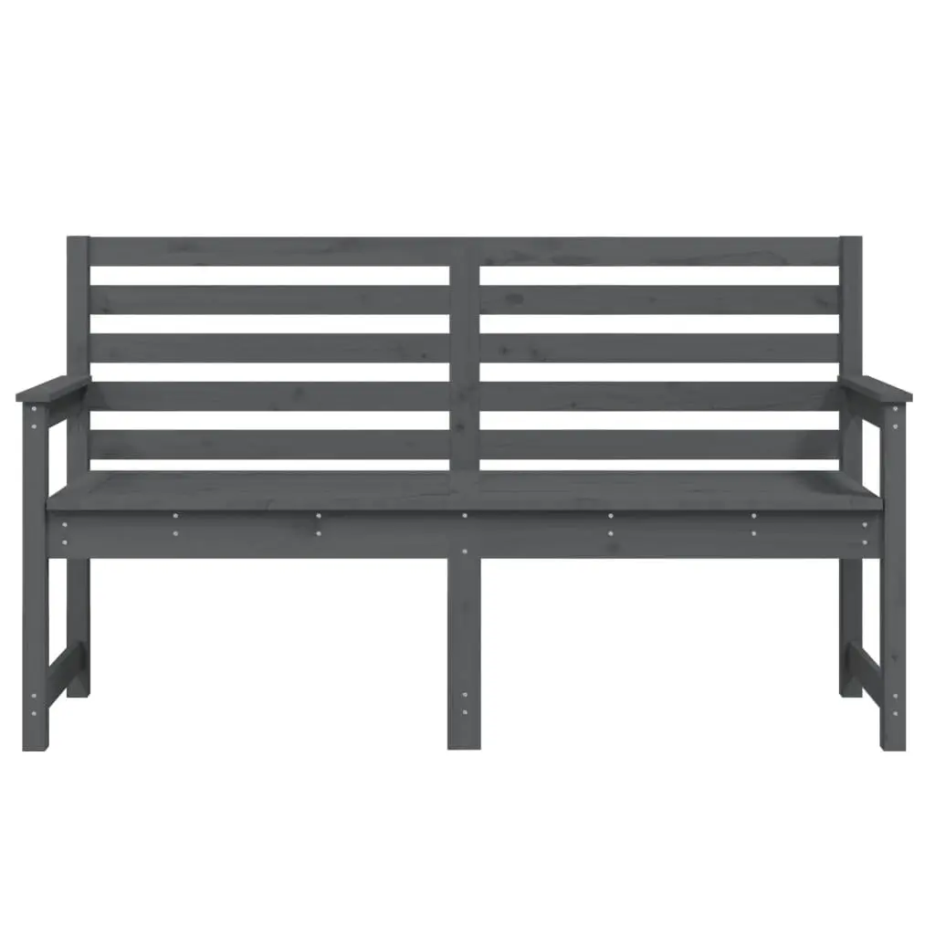 Outdoor Garden Bench Grey Solid Wood Pine with Backrest Armrests Patio Seating