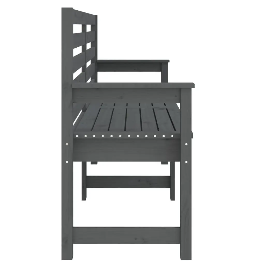 Outdoor Garden Bench Grey Solid Wood Pine with Backrest Armrests Patio Seating