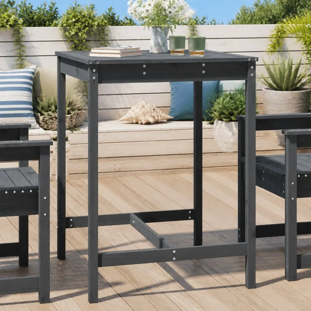 Garden Table Grey Solid Wood 82.5x82.5x110 cm Outdoor Patio Furniture