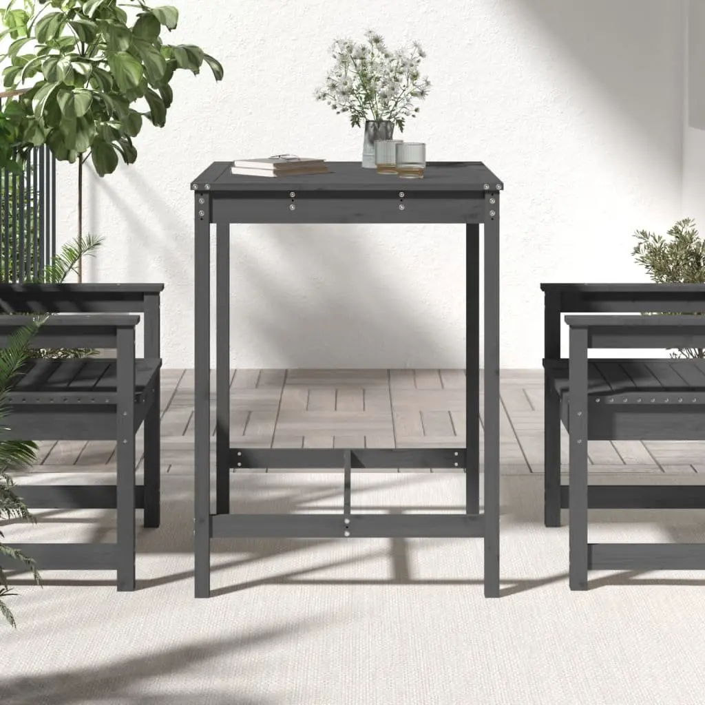 Garden Table Grey Solid Wood 82.5x82.5x110 cm Outdoor Patio Furniture
