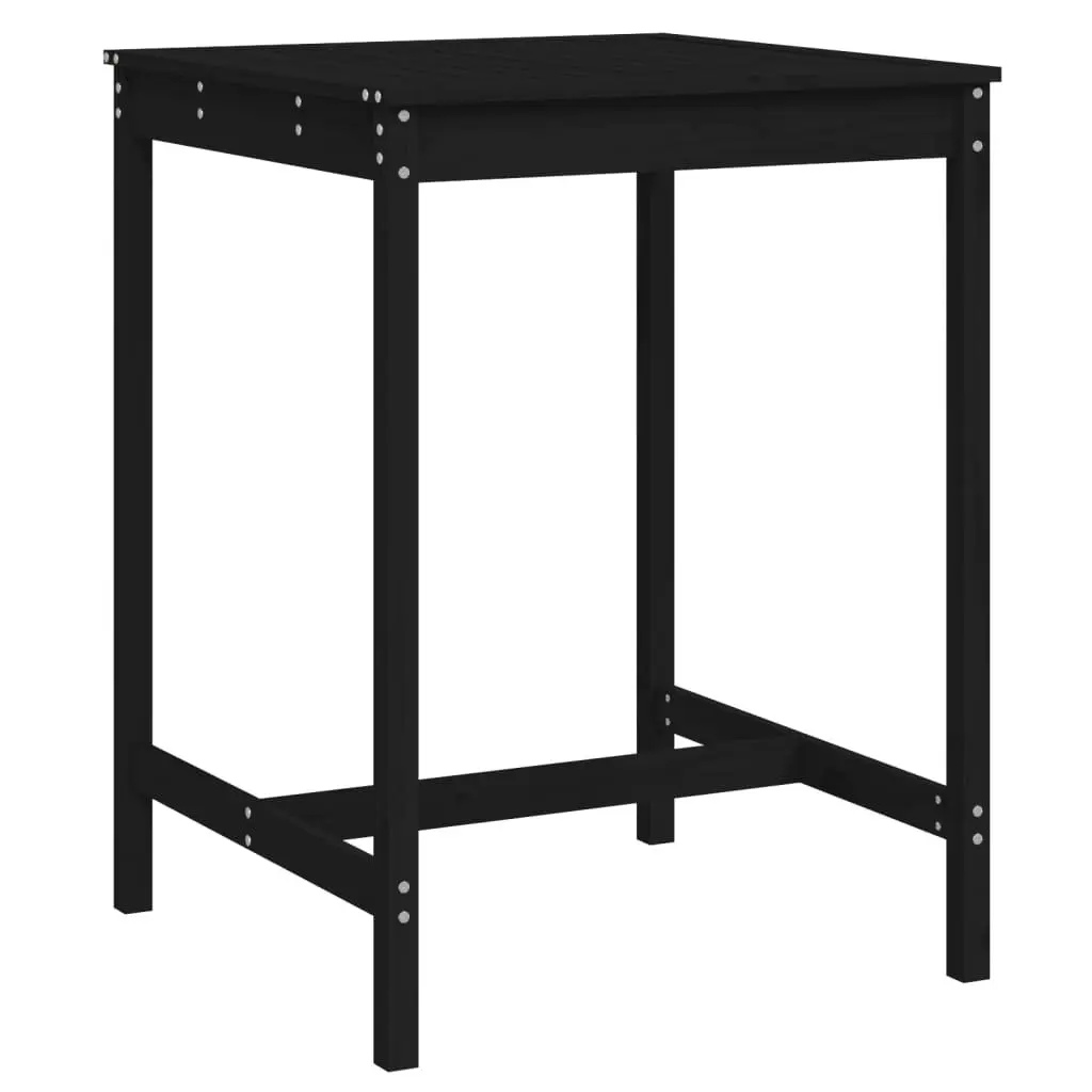 Garden Table Solid Pine Wood Black Sturdy Frame 82.5 x 82.5 x 110 cm