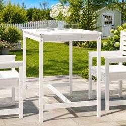 Garden Table White Solid Pine Wood Outdoor Patio Dining Furniture 121x82.5x110cm