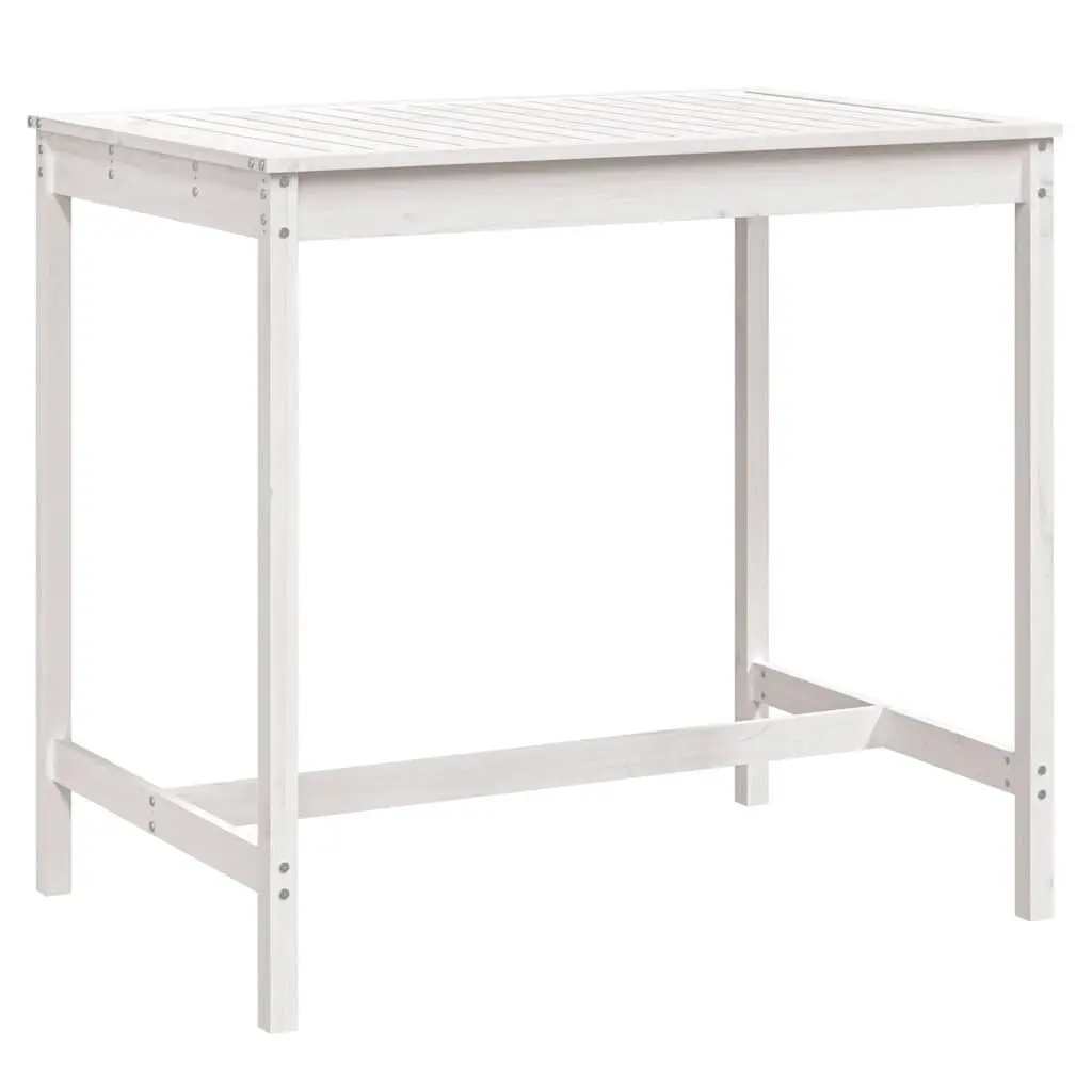 Garden Table White Solid Pine Wood Outdoor Patio Dining 121x82.5x110cm