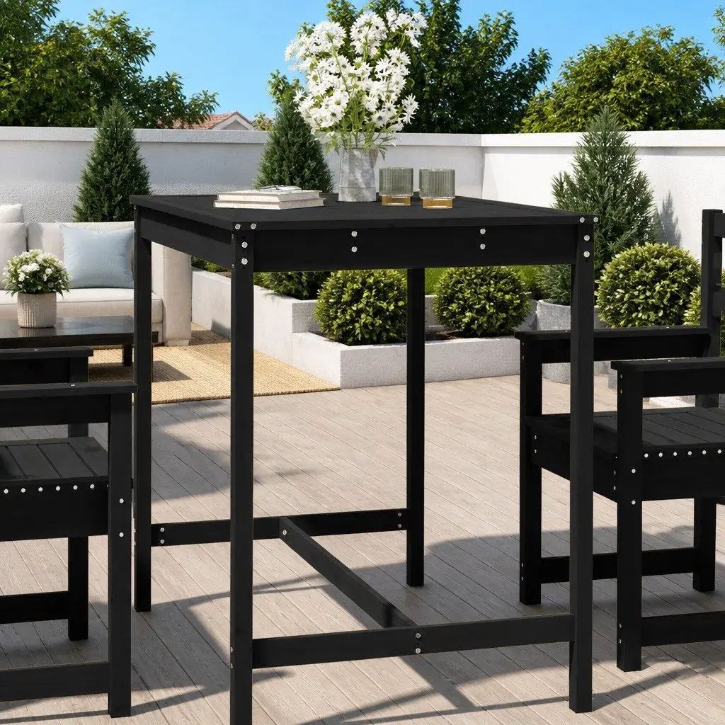 Garden Table Solid Wood Pine Black 121x82.5x110cm