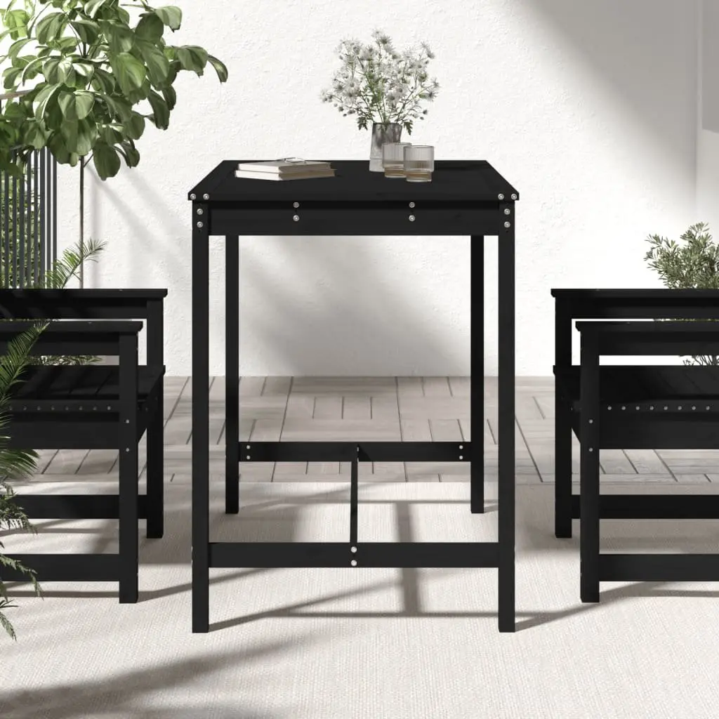 Garden Table Solid Wood Pine Black 121x82.5x110cm