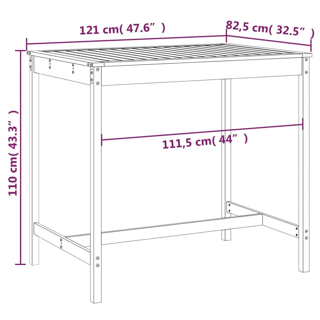 Garden Table Solid Wood Pine Black 121x82.5x110cm