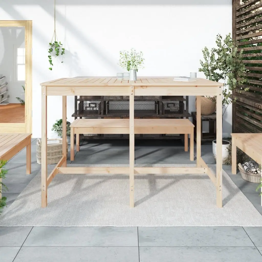 Solid Pine Wood Garden Table Brown 159.5x82.5x110cm Rustic Outdoor Furniture