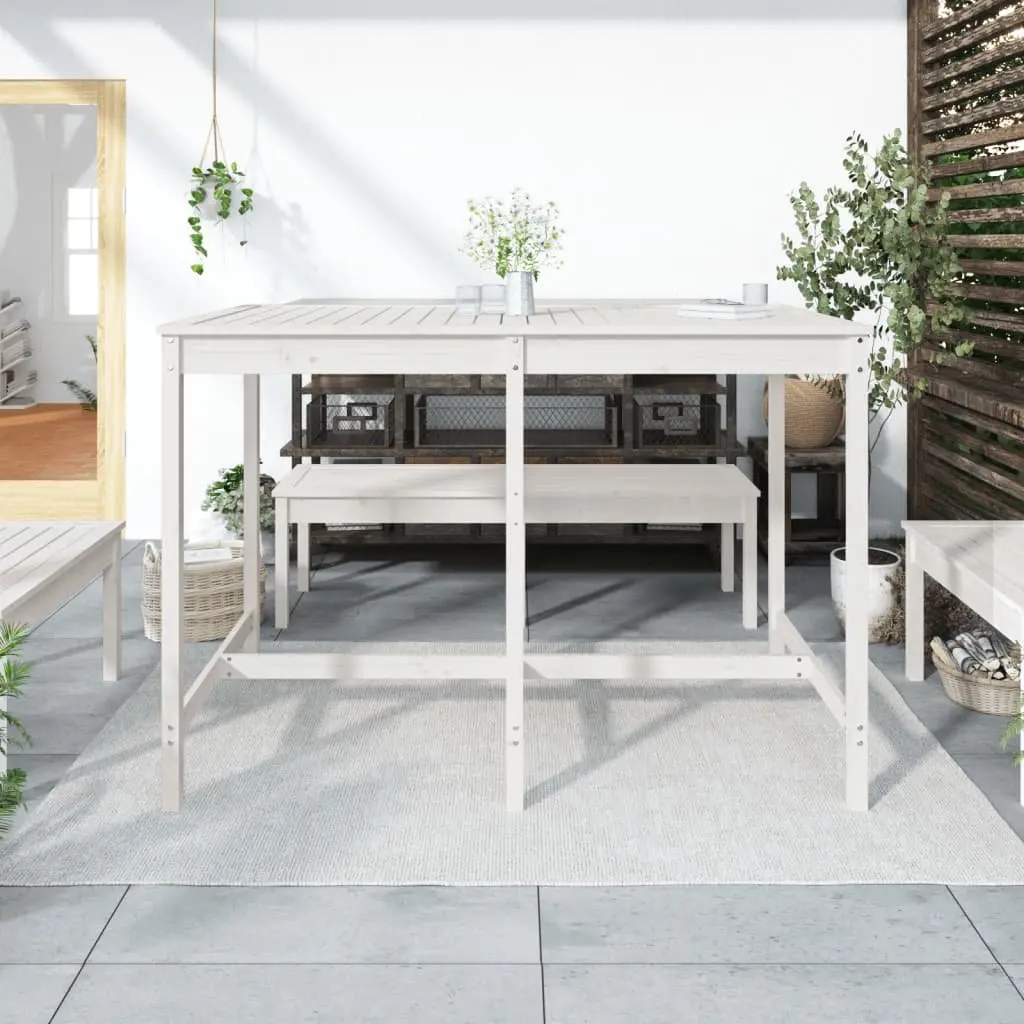 Garden Table White Solid Pine Wood Outdoor Dining Furniture 1595 x 825 x 1100 mm