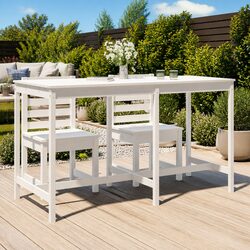 Solid Wood Garden Table Outdoor Patio Dining Furniture White 203.5x90x110 cm