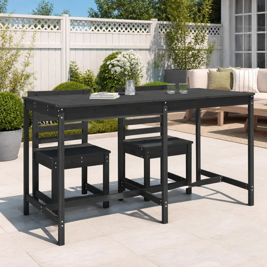 Garden Table Solid Wood Pine Grey 203.5x90x110cm